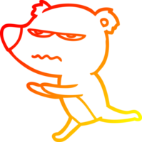 warm gradient line drawing of a angry bear cartoon running png