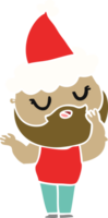 hand drawn flat color illustration of a man with beard wearing santa hat png