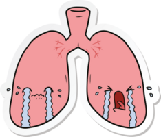 sticker of a cartoon lungs crying png