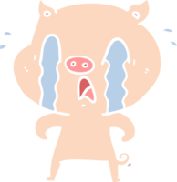 dessin animé de style plat couleur cochon qui pleure png