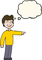 cartoon man pointing and laughing with thought bubble png