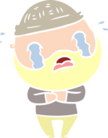 flat color style cartoon bearded man crying png