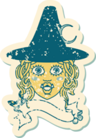 Retro Tattoo Style half orc witch character face png