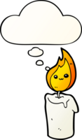 cartone animato candela personaggio con pensato bolla nel liscio pendenza stile png