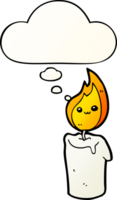 cartoon candle character with thought bubble in smooth gradient style png