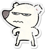 distressed sticker of a angry bear polar cartoon png