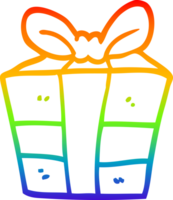 rainbow gradient line drawing of a cartoon present png