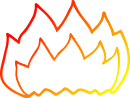 warm gradient line drawing of a cartoon hot flame png