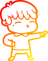 warm gradient line drawing of a cartoon curious boy png