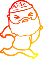 warm gradient line drawing of a cartoon man with beard png