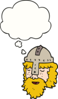 desenho animado viking face com pensamento bolha png