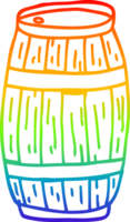 rainbow gradient line drawing of a cartoon beer barrel png