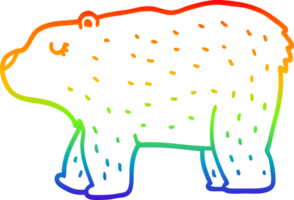 rainbow gradient line drawing of a cartoon bear png