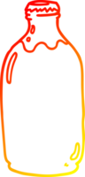 warm Gradient Linie Zeichnung von ein Karikatur Milch Flasche png