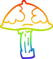 rainbow gradient line drawing of a cartoon wild mushroom png