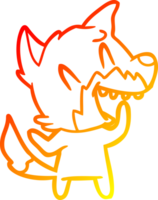 warm gradient line drawing of a laughing fox cartoon png