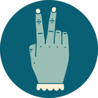 icon of hand raising two fingers gesture png