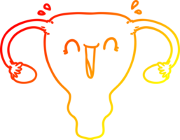 warm gradient line drawing of a cartoon happy uterus png