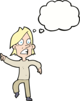 cartoon worried man pointing with thought bubble png