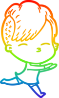 regenboog helling lijn tekening van een tekenfilm loensen meisje rennen png