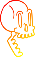 warm gradient line drawing of a cartoon skull png