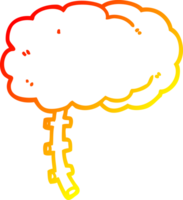 warm gradient line drawing of a cartoon brain png