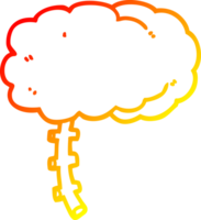 chaud pente ligne dessin de une dessin animé cerveau png