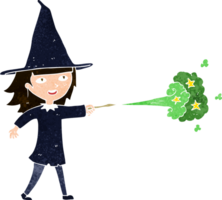 cartoon witch girl casting spell png