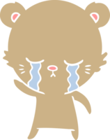 crying flat color style cartoon bear png