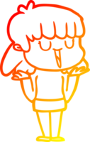 warm gradient line drawing of a cartoon woman png