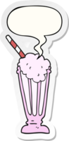 tekenfilm milkshake met toespraak bubbel sticker png