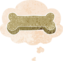 dessin animé chien biscuit avec pensée bulle dans grunge affligé rétro texturé style png