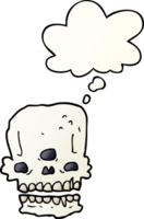 cartoon spooky skull with thought bubble in smooth gradient style png