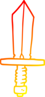 warm gradient line drawing of a cartoon of an old bronze sword png