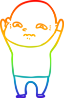 rainbow gradient line drawing of a cartoon nervous man png