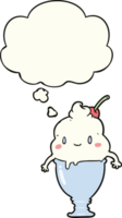 cute cartoon ice cream with thought bubble png