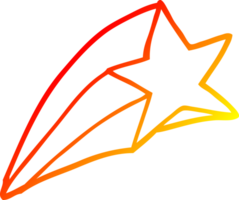 warm gradient line drawing of a cartoon shooting star png