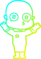 cold gradient line drawing of a cartoon weird bald spaceman png