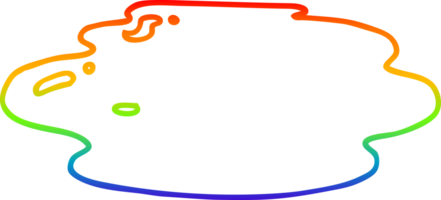 rainbow gradient line drawing of a cartoon puddle of water png