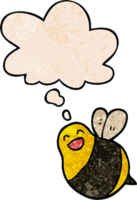 dibujos animados abeja con pensamiento burbuja en grunge textura estilo png