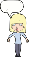 cartoon woman shrugging with speech bubble png