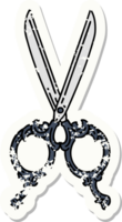 distressed sticker tattoo in traditional style of barber scissors png