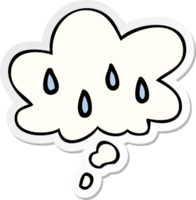 cartoon rain with thought bubble as a printed sticker png