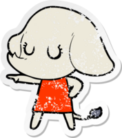 distressed sticker of a cute cartoon elephant png