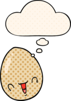 cartoon egg with thought bubble in comic book style png