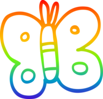 rainbow gradient line drawing of a cartoon butterfly png