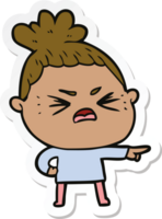 sticker of a cartoon angry woman png