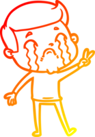 warm helling lijn tekening van een tekenfilm Mens huilen png