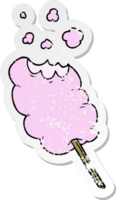 nödställda klistermärke av en tecknad candy floss png