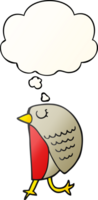 cartoon bird with thought bubble in smooth gradient style png